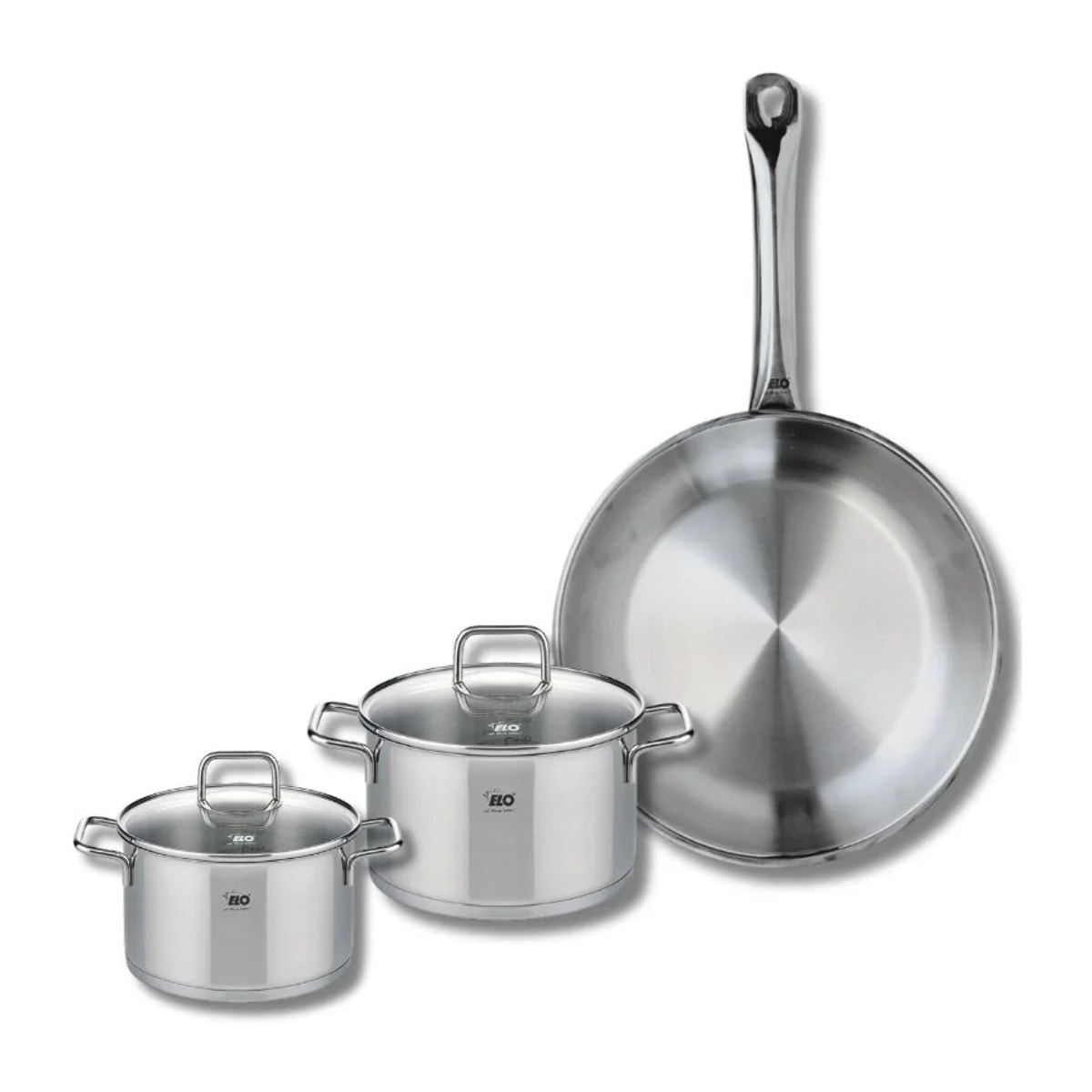 Ensemble de 1 Poêle de cuisson 28 cm et 2 faitouts 14 et 16 cm Elo Profi Citrin