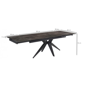 Table extensible en céramique finition iron L160/240cm - 9 piètements - UNIK