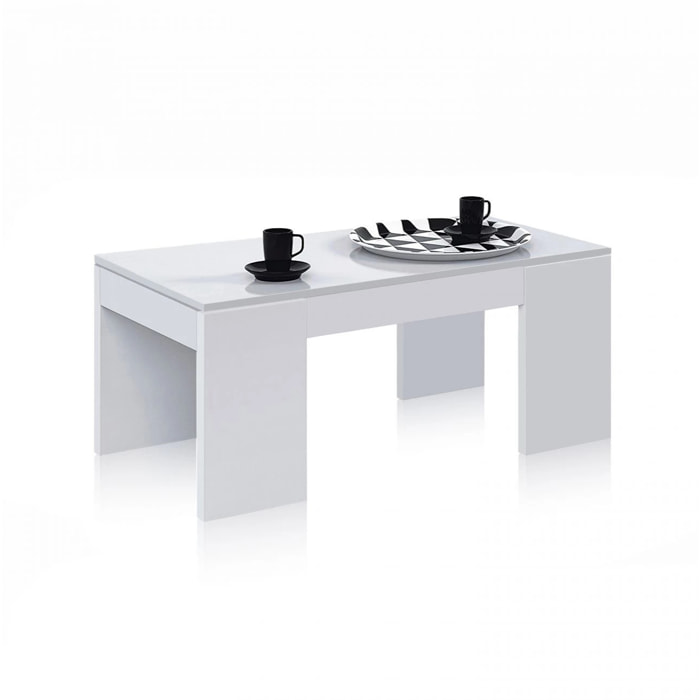 Mesa de centro elevable con almacenaje oculto en blanco 100x43-55 cm Calex Blanco