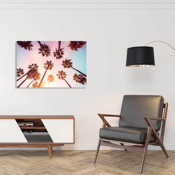 Tableau palmier rose beverly hills sunset  Toile imprimée