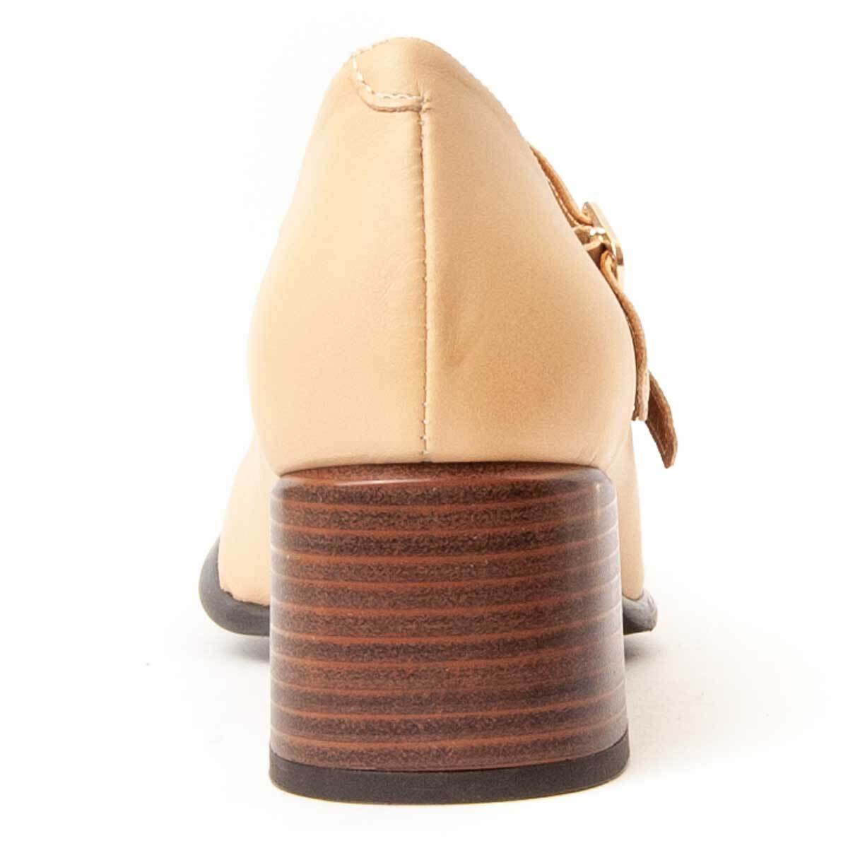 Mocasín De Tacón - Beige - Altura: 5 Cm