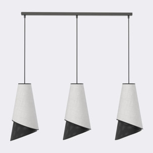 Lampada a sospensione MODA in acciaio e tessuto grigio