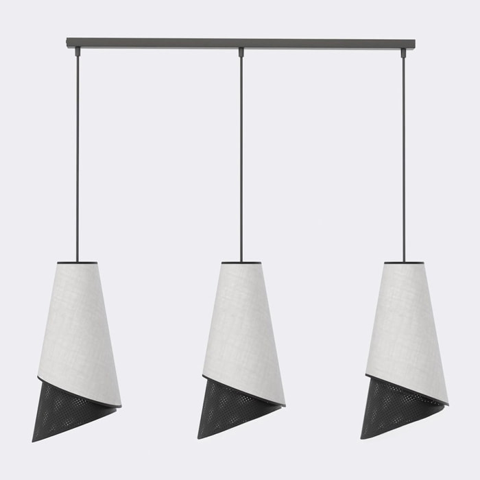 Lampada a sospensione MODA in acciaio e tessuto grigio