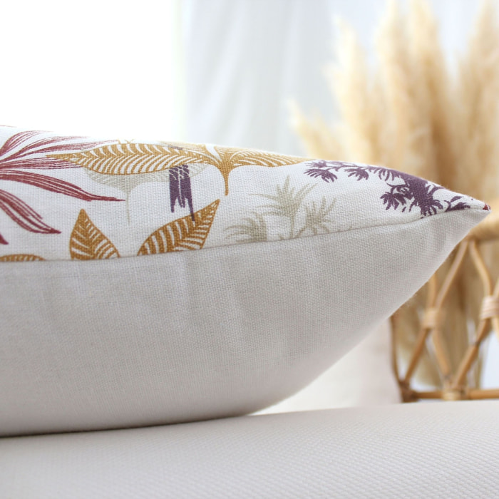 Coussin canapé déhoussable motif végétal coloré - Multicolore