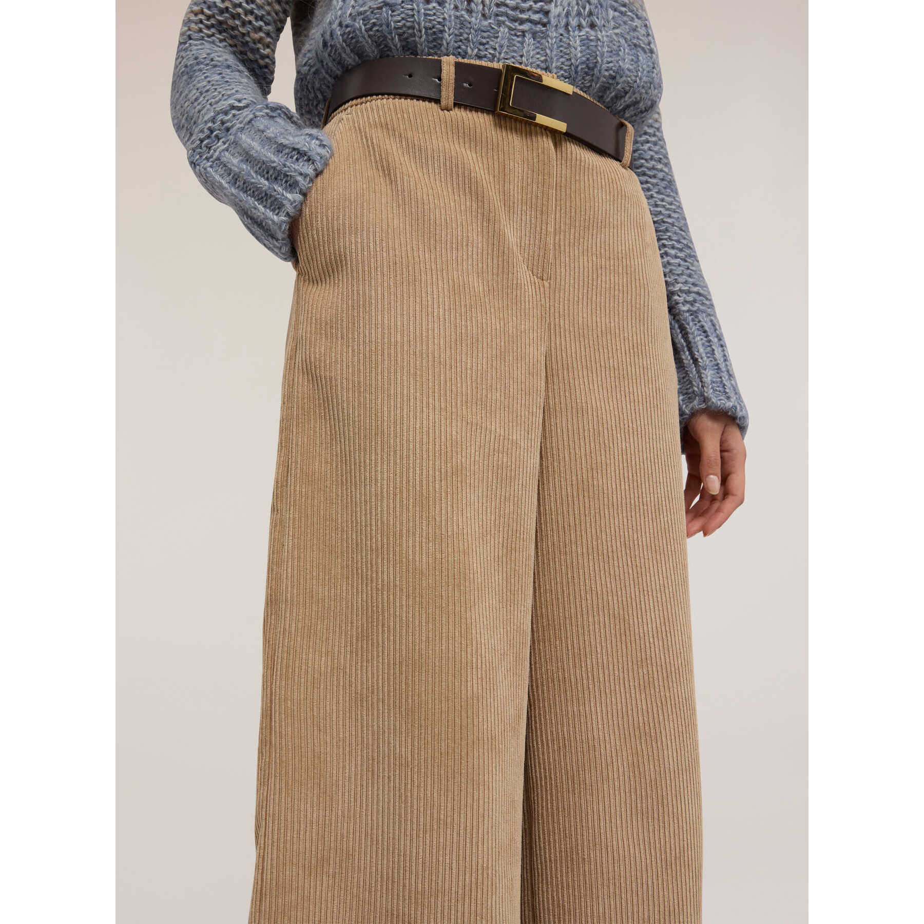 Motivi - Pantaloni palazzo in velluto millerighe - Beige