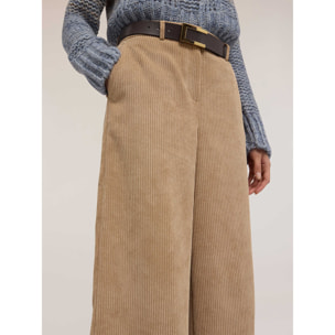 Motivi - Pantaloni palazzo in velluto millerighe - Beige