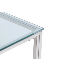 Mesa Centro Inox. Plateada Con Cristal 120x60x45cm