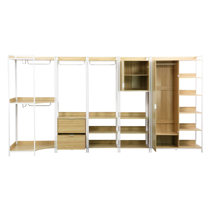 Kit dressing modulable décor bois et métal 5 éléments CLEVER