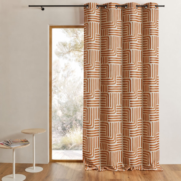 Rideau à oeillets tamisant jacquard - Terracotta