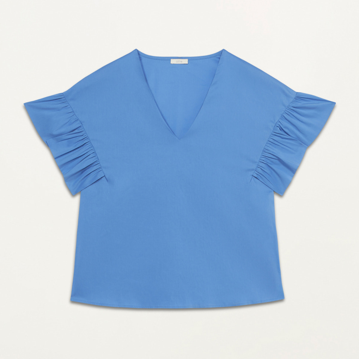 Oltre - Blusa de popelina con volante - Light - blue