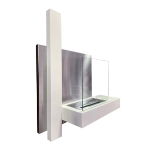 Vienna - Camino a bioetanolo da parete 65x23xH75 cm, colore bianco