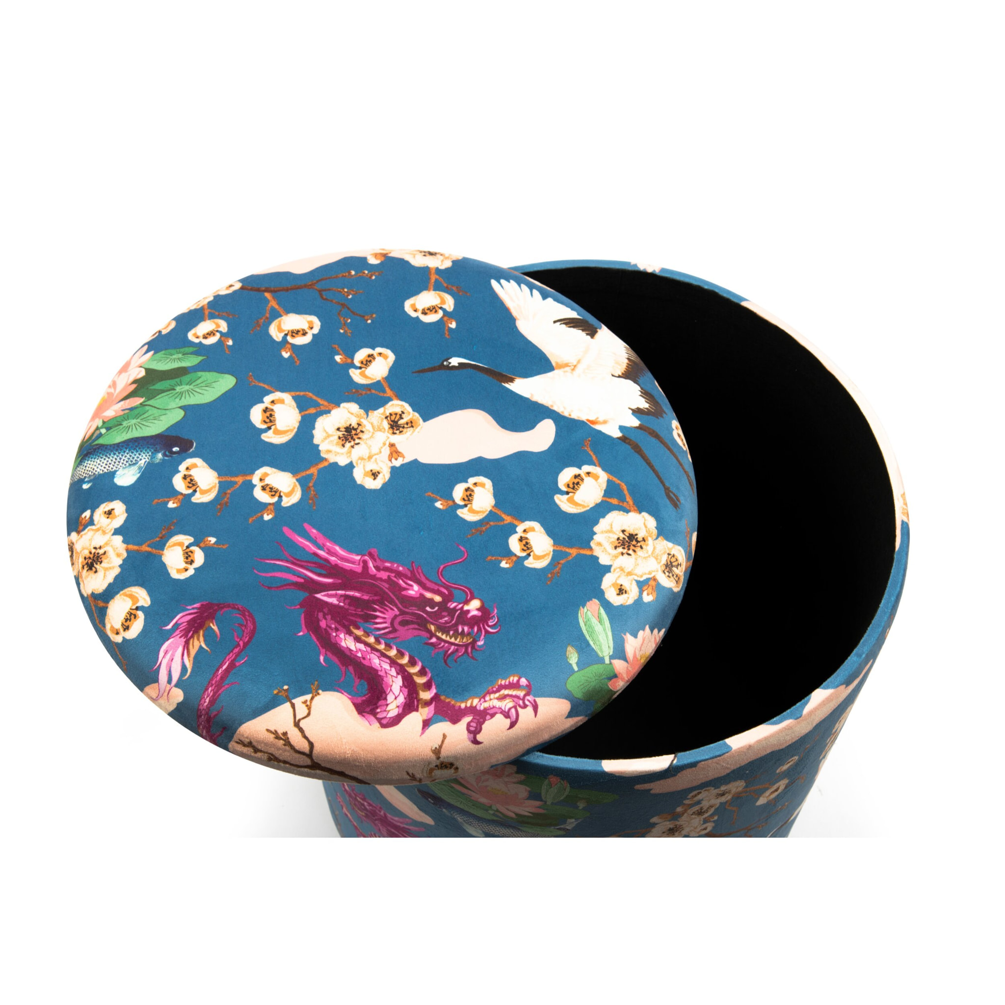 Pouf contenitore Excelsa Fuji in velluto e legno 39x39x43 cm multicolore