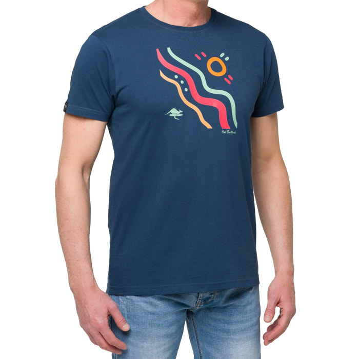 T-shirt in cotone 150 gr Hot Buttered Outback Blu Indigo.
