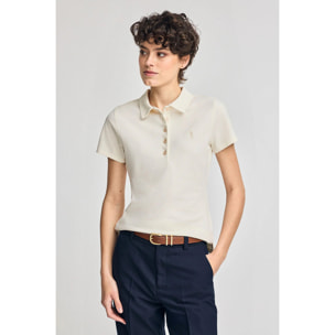 Polo ecrù a maniche corte in cotone con ricamo Rigby Best