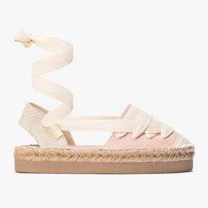 Espadrillas  per bambine con fiocco, tela B&W