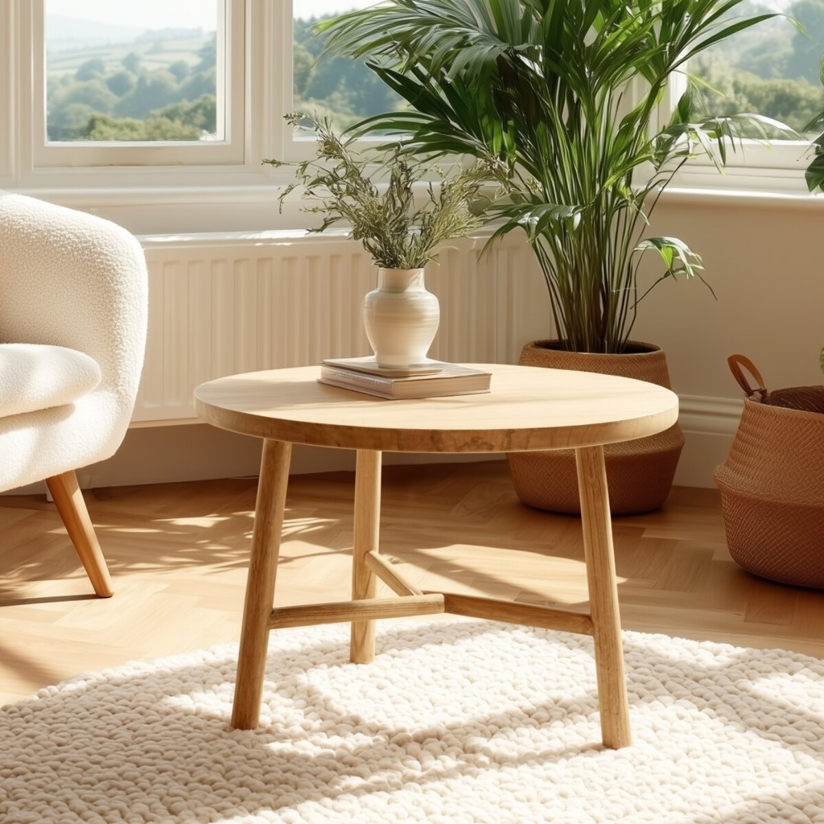 AMY - Table d'appoint ronde en bois de mindi D60cm