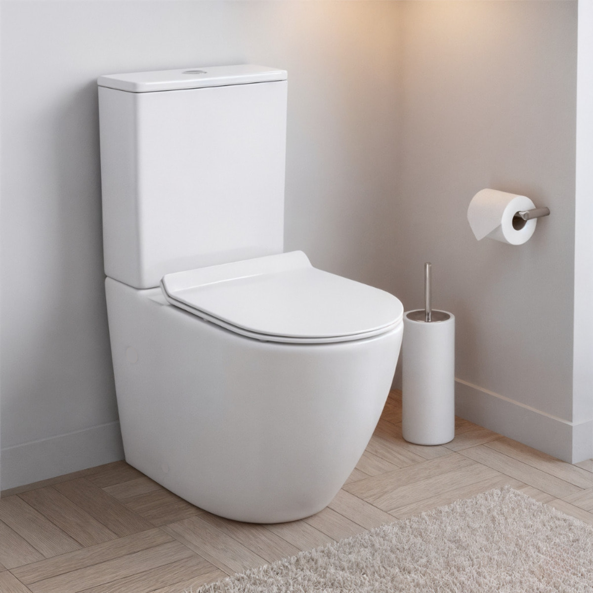 PixL WC à poser sans bride + abattant SoftClose + réservoir de chasse, alimentation par le bas, blanc brillant (CEPX030RREXVPBI)