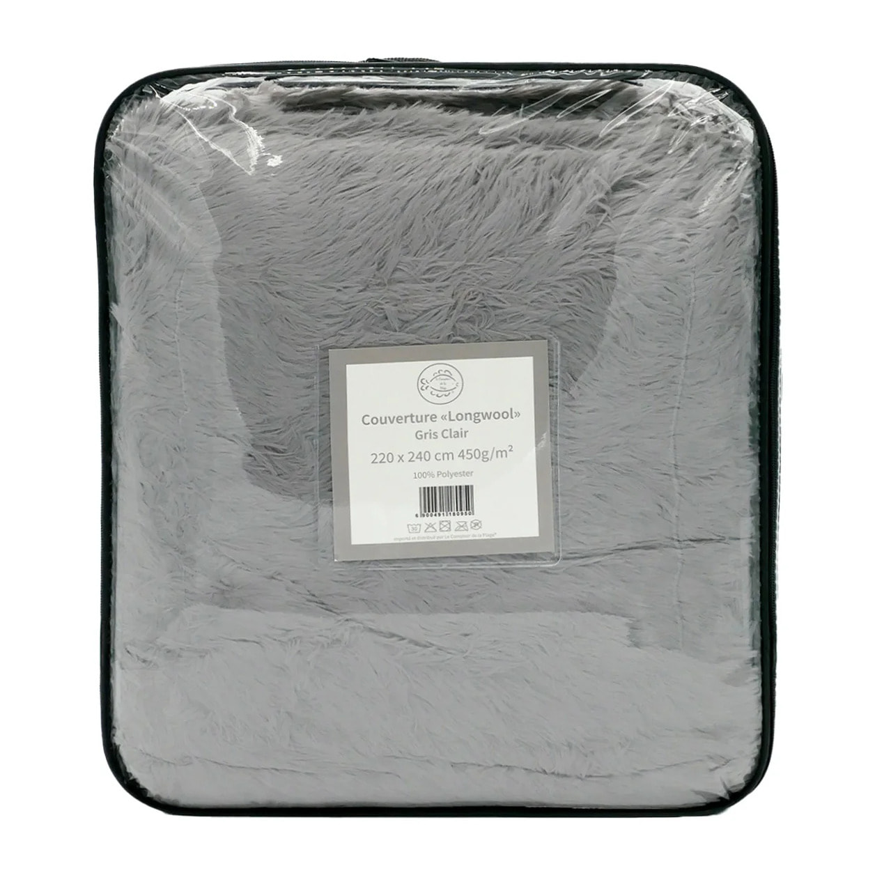 Couverture imitation poils longs - Longwool Gris Clair - 220x240cm - 450g/m²