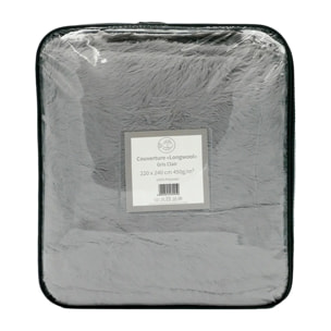 Couverture imitation poils longs - Longwool Gris Clair - 220x240cm - 450g/m²