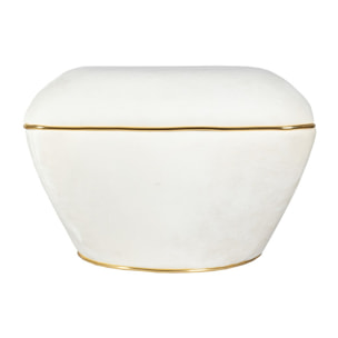 Pouf Contessa avorio e oro in velluto misto cotone