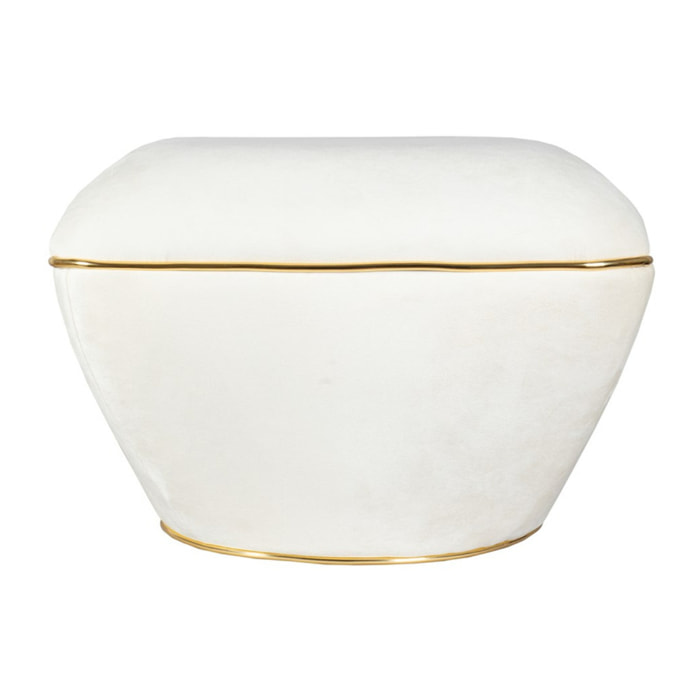 Pouf Contessa avorio e oro in velluto misto cotone
