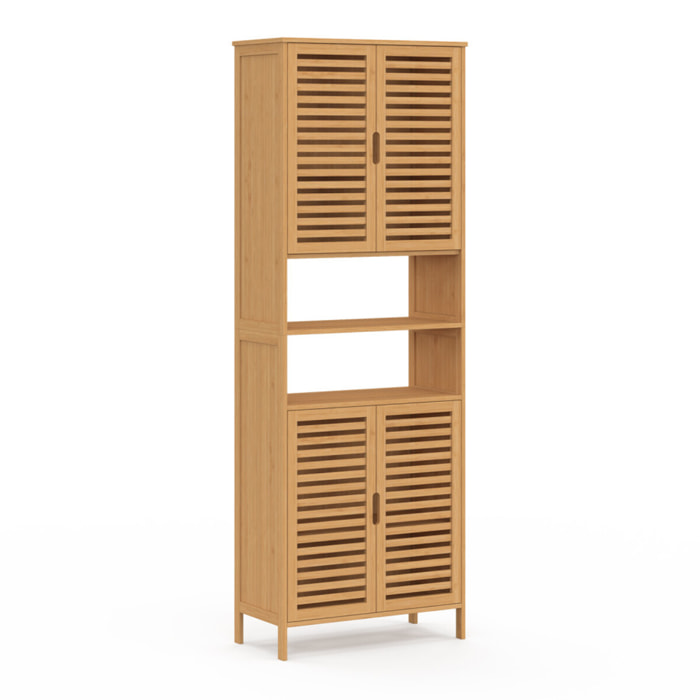 Armoire salle de bain Maya bambou 4 portes