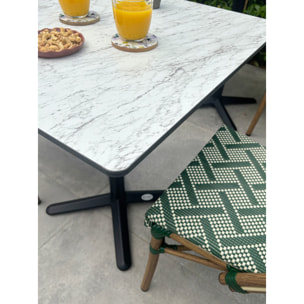 BISTRO - Table carrée de jardin en acier et plateau HPL