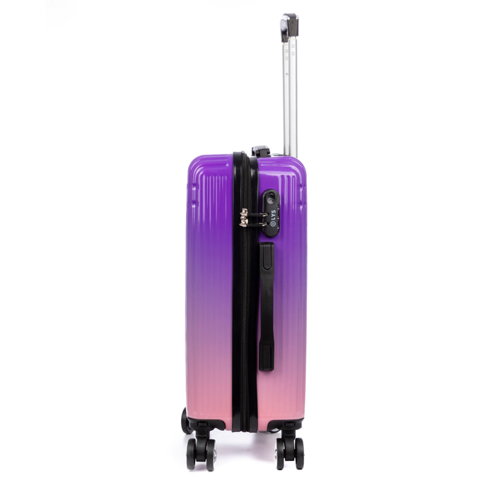 Maleta de cabina trolley de PP resistente a la rotura. Cerradura numérica, 4 ruedas dobles extraíbles y giratorias 360°.