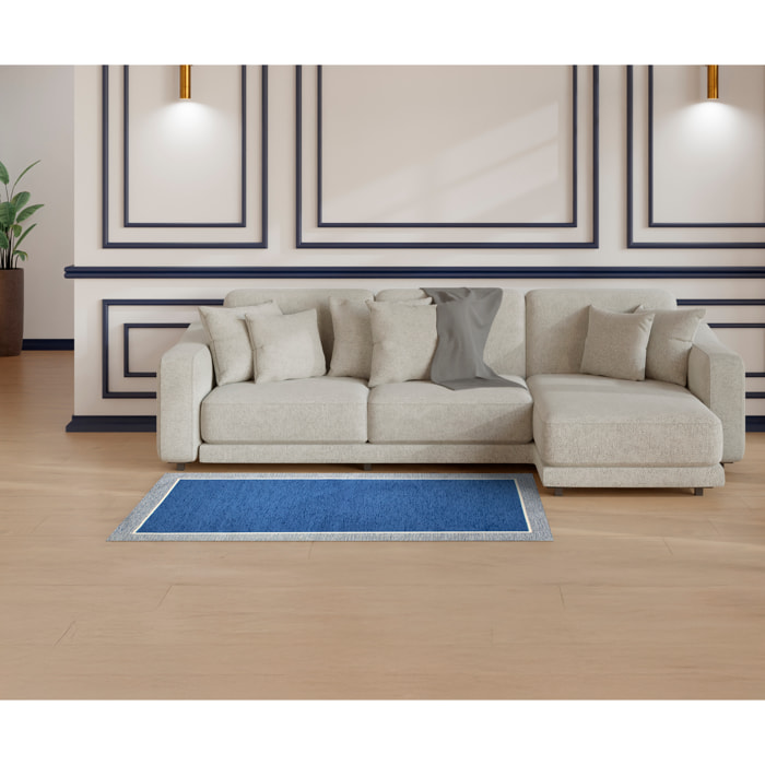 TAPPETO ARREDO ROMA BLU MARE CON FONDO ANTISCIVOLO