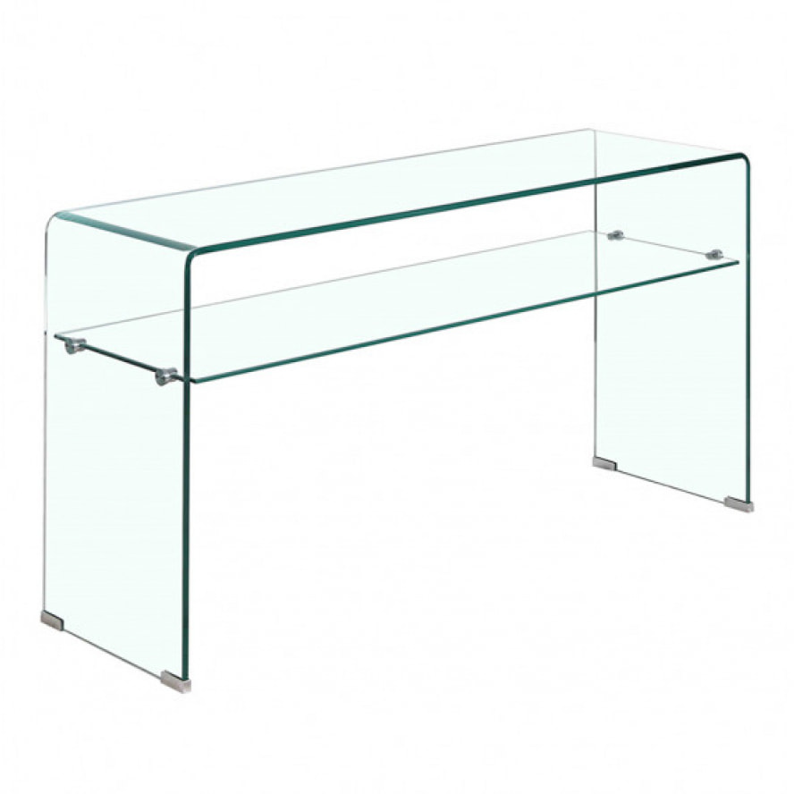 Console en verre 125 cm avec tablette - BENT