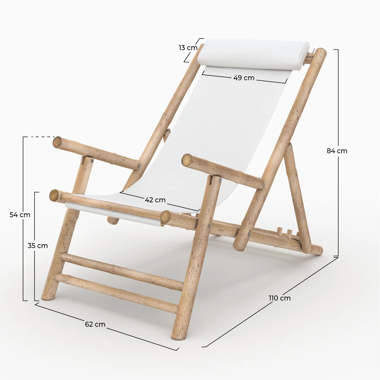 Chilienne en bambou et toile blanche - Vadella