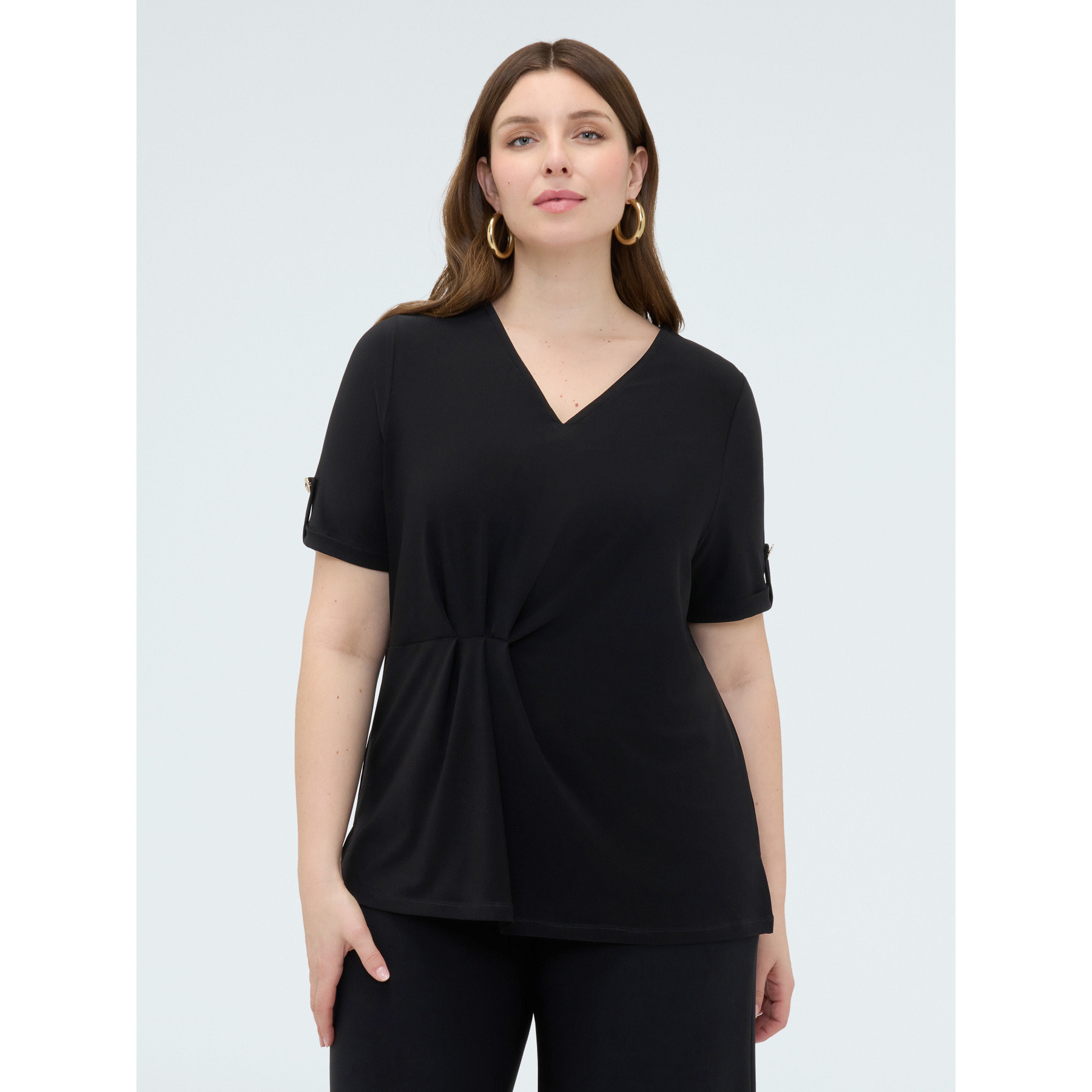 Fiorella Rubino - Camiseta de jersey con drapeado - Negro