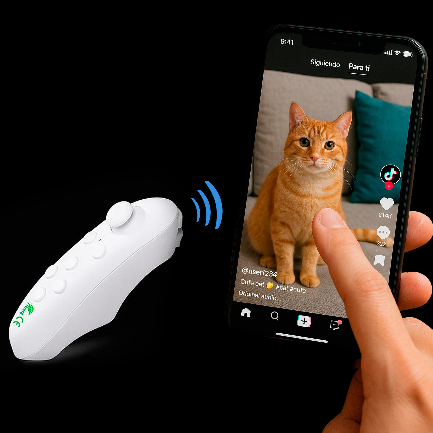 Mando a distancia Bluetooth con 4 modos de uso. Compatible con Android, PC e IOS.