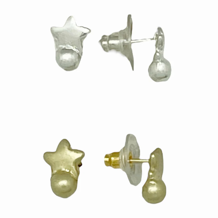 Pack de pendientes estrella mini en plata 10µ y dorado