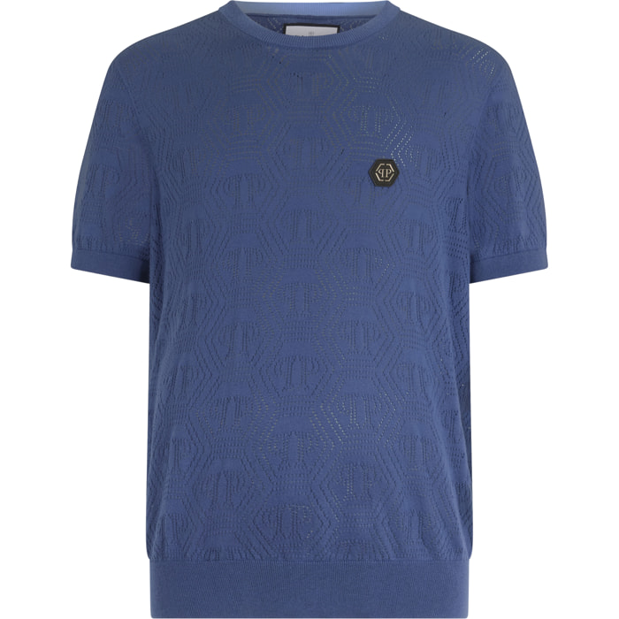 PHILIPP PLEIN Round Neck T-Shirt Openwork Monogram