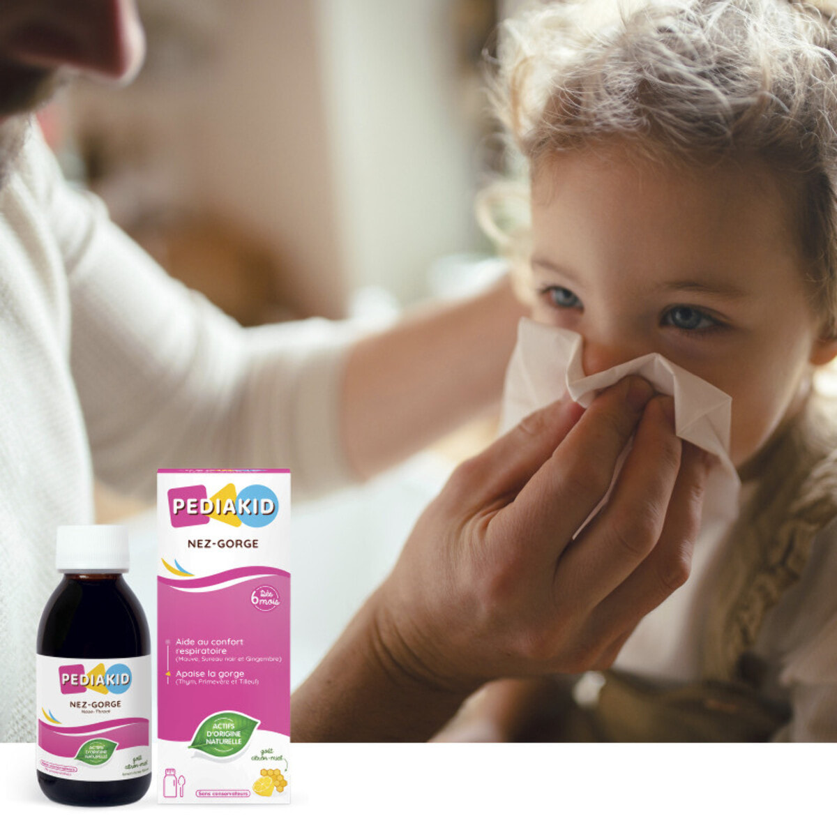 PEDIAKID - Sirop Nez-Gorge - Complément Alimentaire Naturel - Formule Exclusive au Sirop d'Agave - Confort Respiratoires - Arôme Naturel Miel-Citron