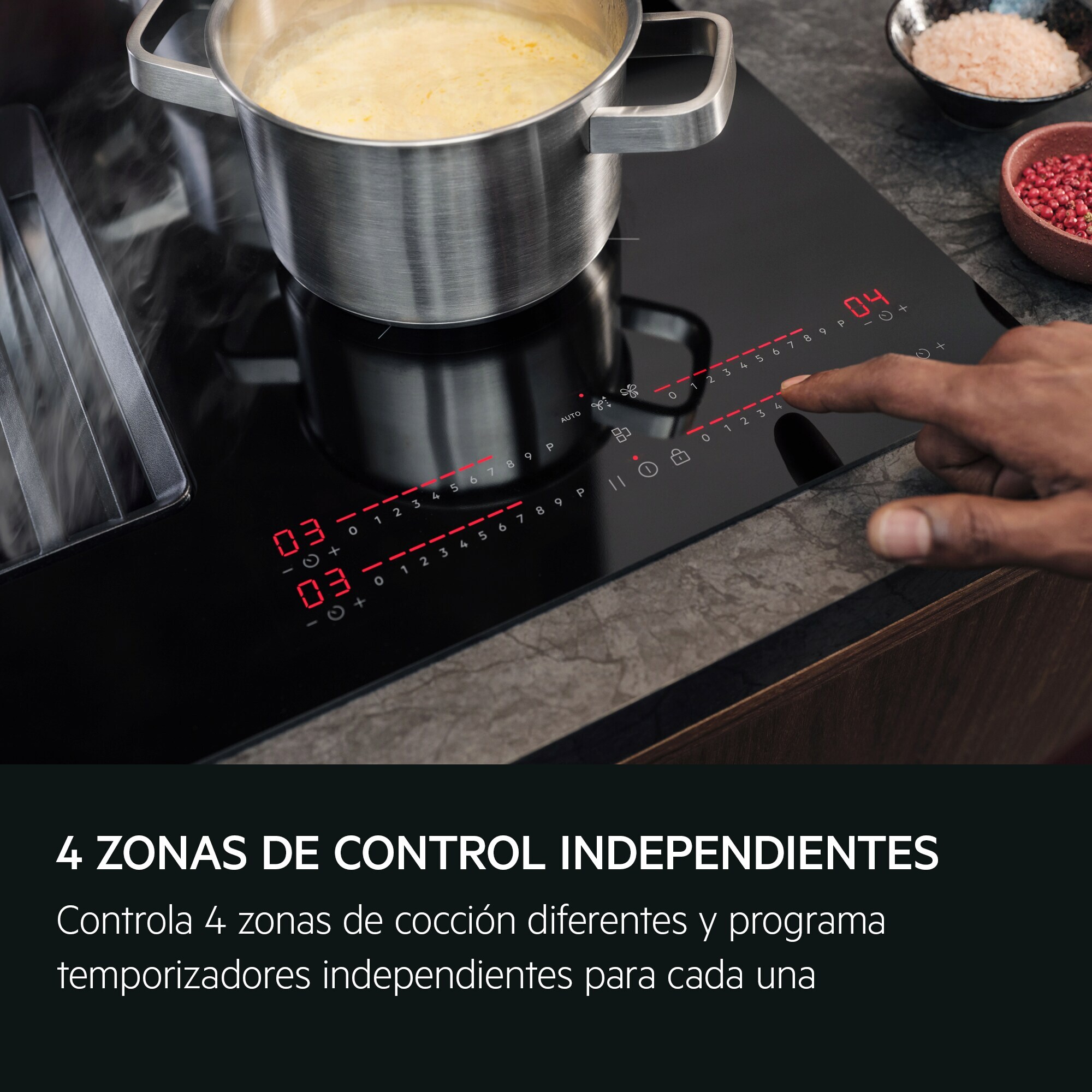 AEG Placa de inducción con campana extractora de 80 cm TH84CB03FB