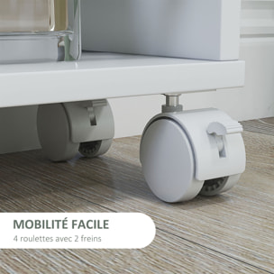 Chariot de rangement 4 niveaux - desserte à roulettes - cuisine ou salle de bain - blanc