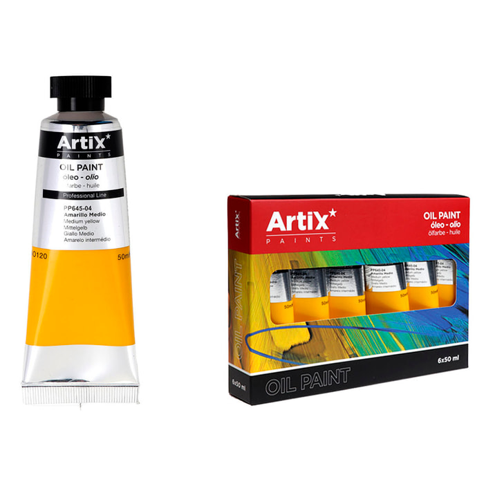 Pack 6 Uds. PINTURA AL ÓLEO EXPERT 50 ml AMARILLO MEDIO