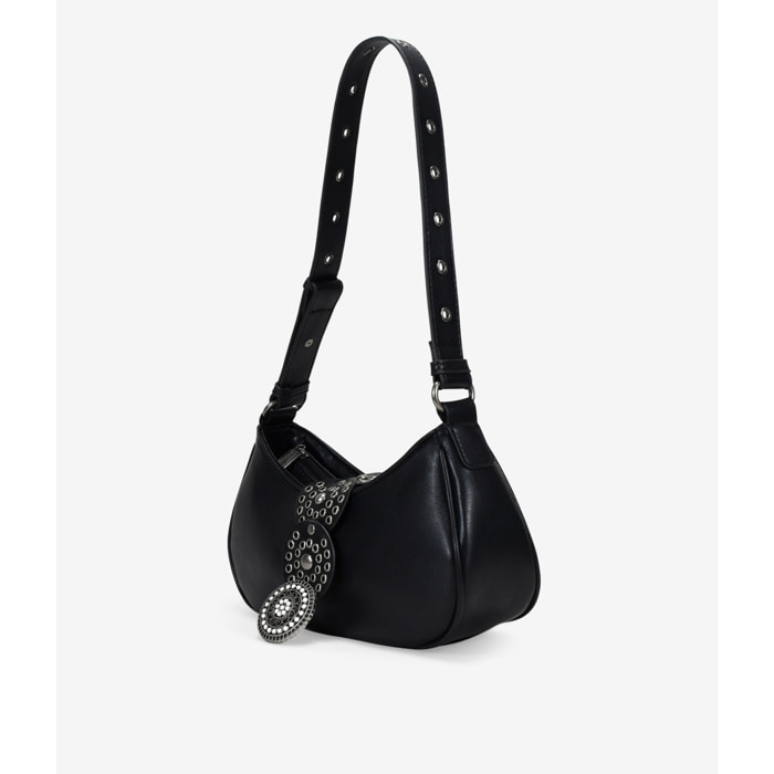 Bolso de hombro negro con solapa cowboy