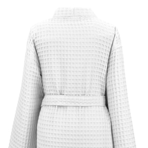Peignoir femme pur coton 240 g/m² nid d'abeille blanc Detente neige