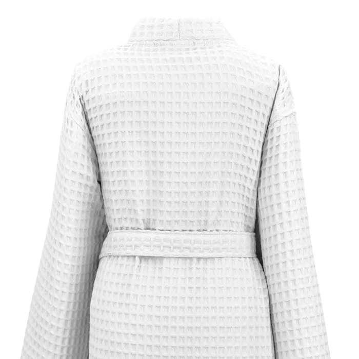 Peignoir femme pur coton 240 g/m² nid d'abeille blanc Detente neige