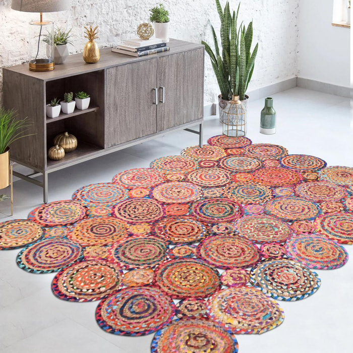 Tapis kilim fait main en coton motif géométrique