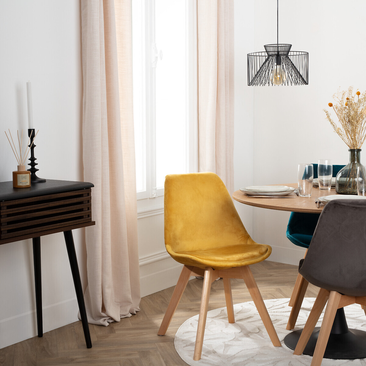 Chaise "Baya" - jaune ocre - velours