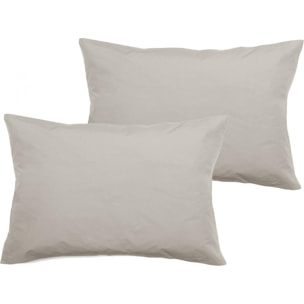 Lot de 2 taies d'oreiller percale pur coton peigné longues fibres 80 fils/cm² Vent du sud - Naturel