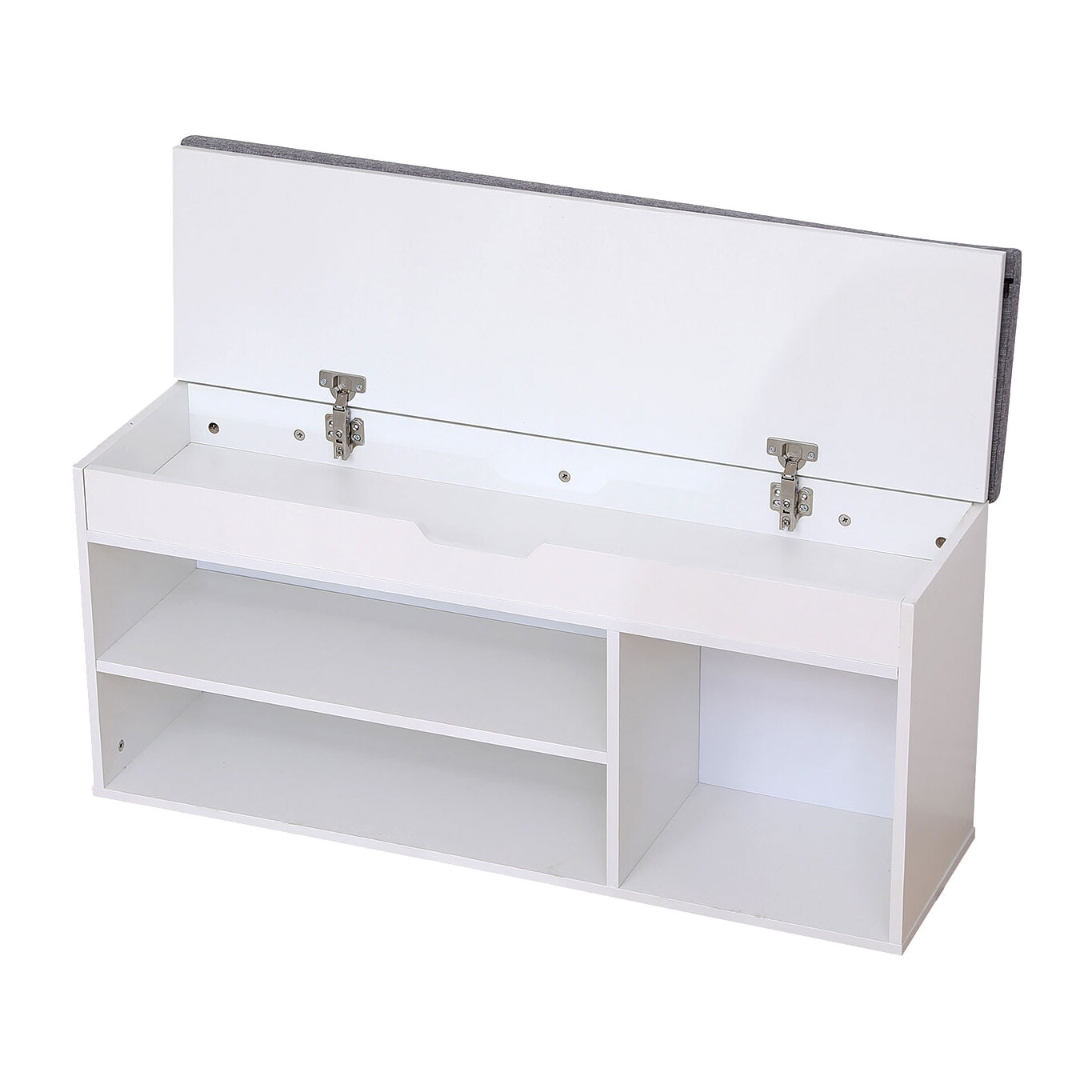 Meuble à chaussures trois casiers avec coffre blanc ALAN