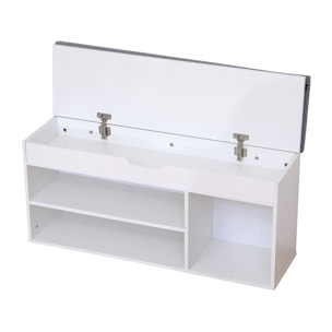 Meuble à chaussures trois casiers avec coffre blanc ALAN