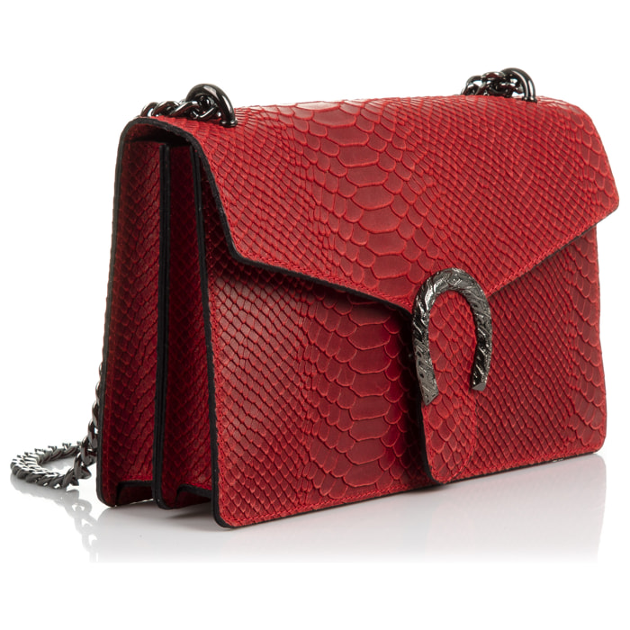 Luce Bolso de mano Mujer.Piel auténtica Gamuza Grabado Serpiente