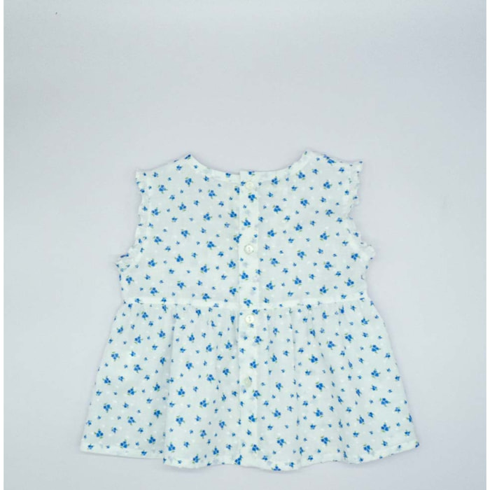 BLUSA SON MANGAS FLORES AZUL Y BLANCO