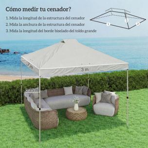 Toldo de Pérgola de Recambio 3x3 m Techo de Repuesto para Carpa Plegable de Jardín de Tela Oxford 210D con 8 Orificios de Drenaje y Doble Ventilación Protección UV 50+ SOLO TOLDO Blanco